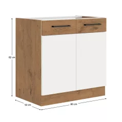   Alsó szekrény, lancelot tölgy/ fehér extra magas fényű HG, VEGA 80 D 2F BB