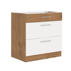   Alsó szekrény, fehér magasfényű HG/ lancelot tölgy, VEGA D80 3S BB