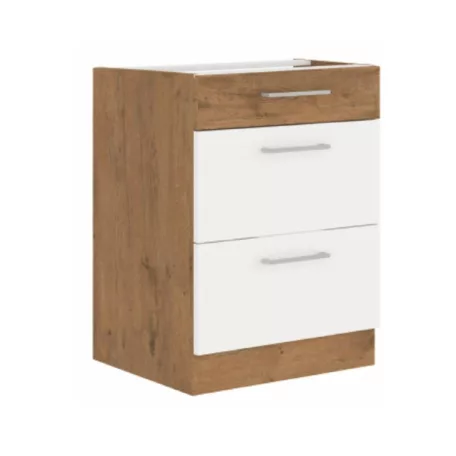 Alsó szekrény, lancelot tölgy/ fehér extra magas fényű HG, VEGA D60 3S BB