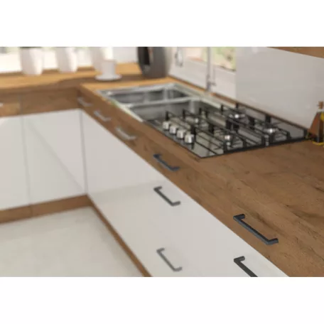 Alsó sarokszekrény, extra magasfényű Hg/lancelot tölgy, VEGA 90X90 DN 1F BB