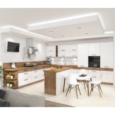   Ajtó beépített mosogatógépre , lancelot tölgy/ fehér extra magas fényű HG, VEGA ZM 713x596