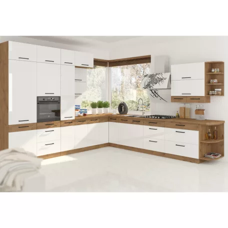 Ajtó beépített mosogatógépre, lancelot tölgy/ fehér extra magas fényű HG, VEGA ZM 570x446