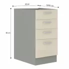 Alsó szekrény, krémszínű magas fényű fehér, PRADO 40 D 4S