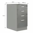 Alsó szekrény, szürke/szürke extra magasfényű, PRADO 40 D 4S