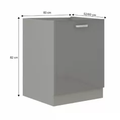   Alsó szekrény, szürke/szürke extra magasfényű, PRADO 60 D 1F ZB