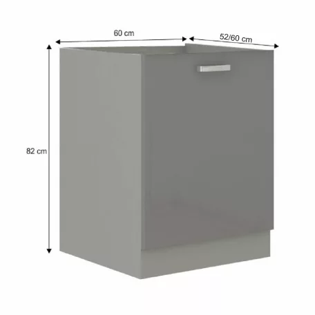 Alsó szekrény, szürke/szürke extra magasfényű, PRADO 60 D 1F ZB