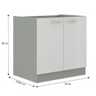 Alsó szekrény, fehér magas fényű fehér, PRADO 80 D 2F ZB