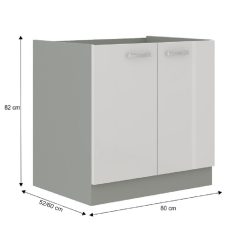   Alsó szekrény, fehér magas fényű fehér, PRADO 80 D 2F ZB