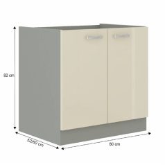   Alsó szekrény, krémszínű magas fényű fehér, PRADO 80 D 2F ZB