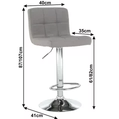 Bárszék, szürkésbarna taupe anyag/króm, KANDY NEW