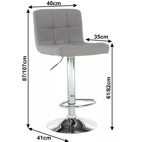 Bárszék, szürkésbarna taupe anyag/króm, KANDY NEW