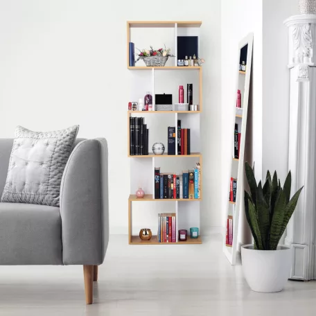 Könyvespolc, tűnyalábos fenyő/fehér, ERDEM NEW TYP 3