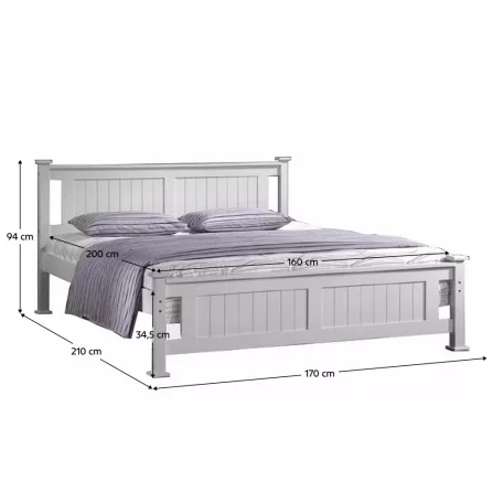 Ágy, fenyő/fehér, ágyráccsal 160x200 LUCAS NEW