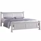 Ágy, tűnyalábos fenyőfa/fehér, ágyráccsal 180x200, LUCAS NEW