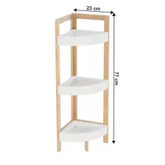 Sarokpolc, fehér/természetes bambusz, FONG