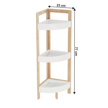 Sarokpolc, fehér/természetes bambusz, FONG