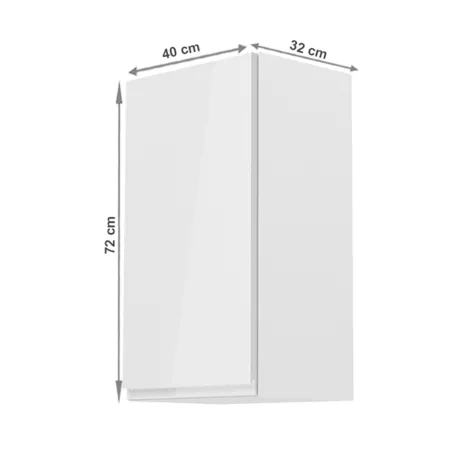 Felsőszekrény, fehér/fehér extra magasfényű, balos, AURORA G40