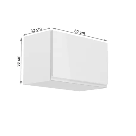 Felsőszekrény, fehér/fehér extra magasfényű, AURORA G60KN