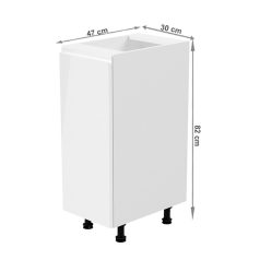   Alsószekrény, fehér/fehér extra magasfényű, balos, AURORA D30