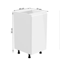   Alsószekrény, fehér/fehér extra magasfényű, jobbos, AURORA D40