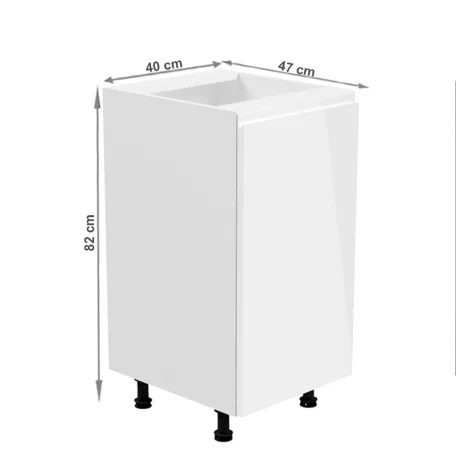 Alsószekrény, fehér/fehér extra magasfényű, jobbos, AURORA D40