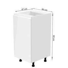   Alsószekrény, fehér/fehér extra magasfényű, balos, AURORA D40