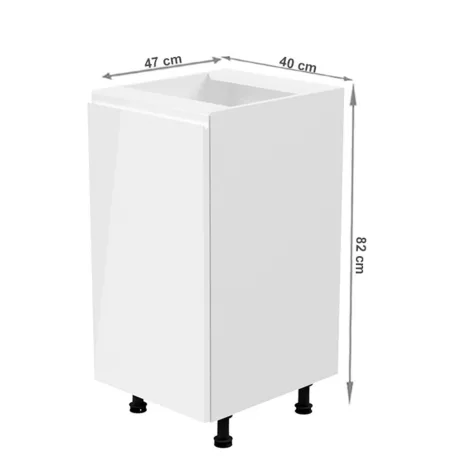 Alsószekrény, fehér/fehér extra magasfényű, balos, AURORA D40