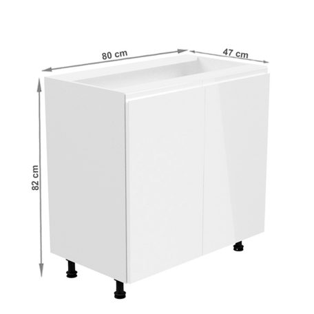 Alsószekrény, fehér/fehér extra magasfényű, AURORA D80