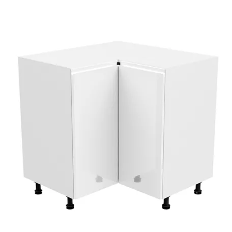 Alsó sarokszekrény, fehér/fehér extra magasfényű, AURORA D90N