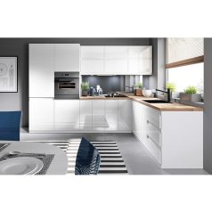   Alsó sarokszekrény, fehér/fehér extra magasfényű, AURORA D90N