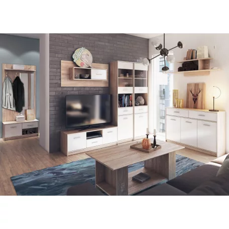 komód 3D2S, fehér/tölgy sonoma, TEYO