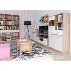 Nyitott könyvespolc 1S, fehér/tölgy sonoma, TEYO