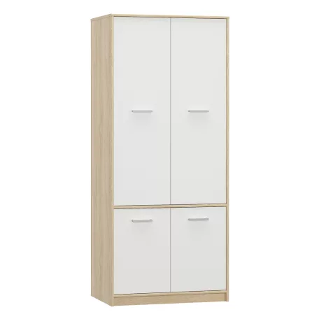 4- ajtós akasztós szekrény, fehér/tölgy sonoma, TEYO