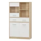 Vitrines szekrény 2D1W1S/80, fehér/tölgy sonoma, TEYO