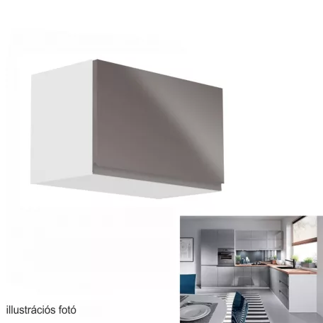 Felsőszekrény, fehér/szürke extra magasfényű, AURORA G60KN