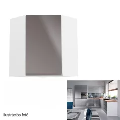   Felsőszekrény, fehér/szürke extra magasfényű, AURORA G60N