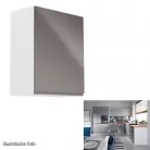 Felsőszekrény, fehér/szürke extra magasfényű, jobbos, AURORA G601F