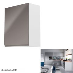   Felsőszekrény, fehér/szürke extra magasfényű, balos, AURORA G601F