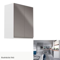   Felsőszekrény, fehér/szürke extra magasfényű, AURORA G602F