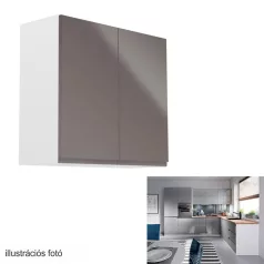   Felsőszekrény, fehér/szürke extra magasfényű, AURORA G80