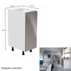   Alsószekrény, fehér/szürke extra magasfényű, jobbos, AURORA D30