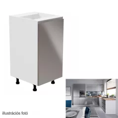  Alsószekrény, fehér/szürke extra magasfényű, jobbos, AURORA D40