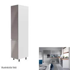   Élelmiszer szekrény, fehér/szürke extra magasfényű, balos, AURORA D40SP
