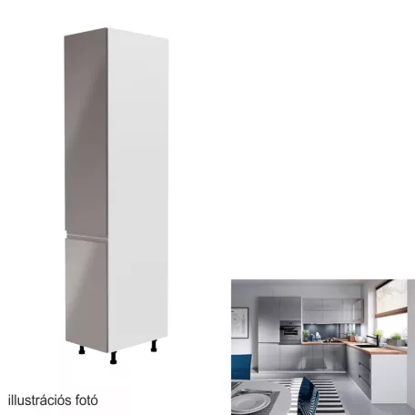 Élelmiszer szekrény, fehér/szürke extra magasfényű, balos, AURORA D40SP