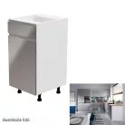 Alsószekrény, fehér/szürke extra magasfényű, balos, AURORA D40S1