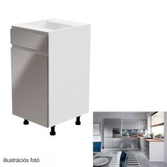   Alsószekrény, fehér/szürke extra magasfényű, balos, AURORA D40S1
