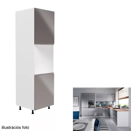 Élelmiszer szekrény, fehér/szürke extra magasfényű, AURORA D60P