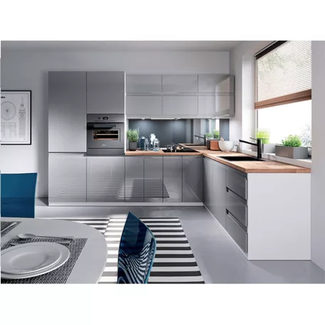 Hűtőgép szekrény, fehér/szürke extra magasfényű, balos, AURORA D60R