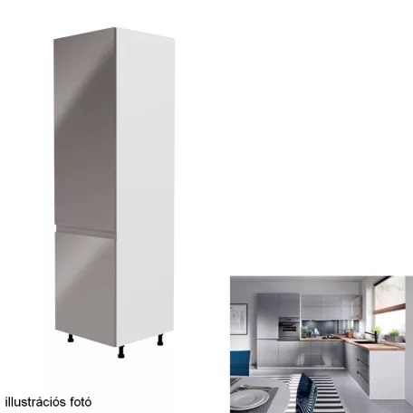 Szekrény a beépíthető hűtőhöz Aurora D60ZL, fehér, szürke