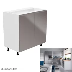   Alsószekrény, fehér/szürke extra magasfényű, AURORA D80